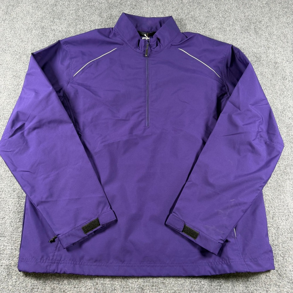 Cutter & Buck Jacket Mens XLT Purple 1/4 Zip WeatherTec Windbreaker BCO00922